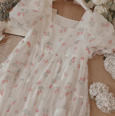 Strawberry Bunny Tiered Dress