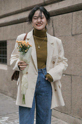 Corduroy Double Breasted Blazer Jacket