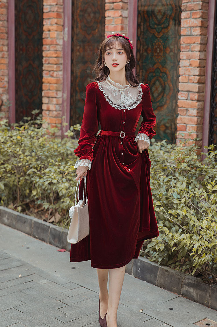 Velvet Lace Midi Dress