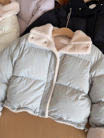 Kurze Sherpa-Pufferjacke