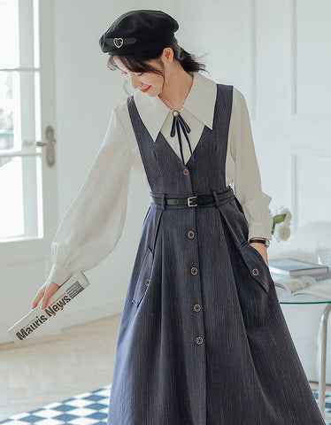 Traveller's Pinafore-Set mit Nadelstreifen