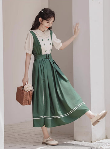 Lolita Kurzärmliges Midikleid mit Kunstlagen