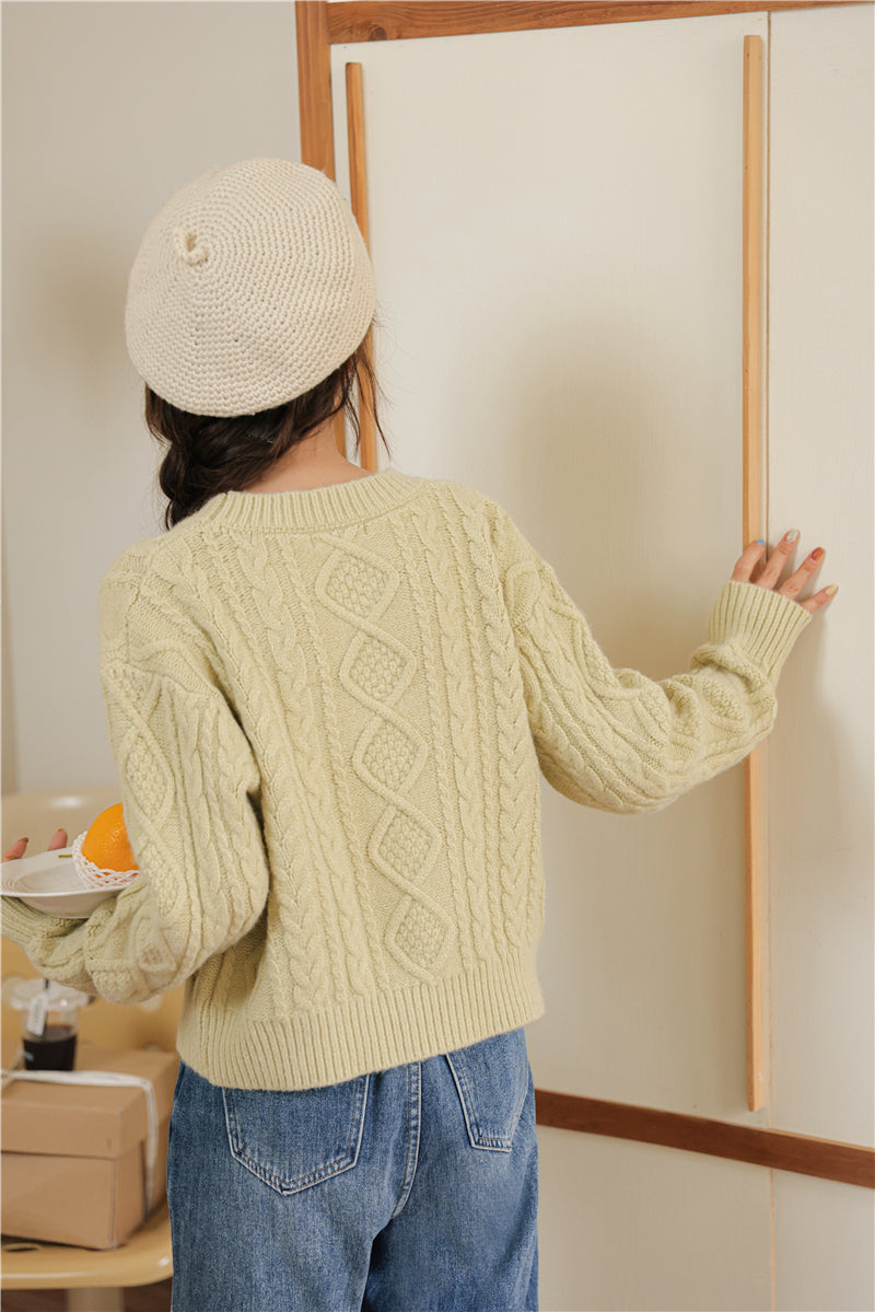 Basic-Pullover mit Zopfmuster