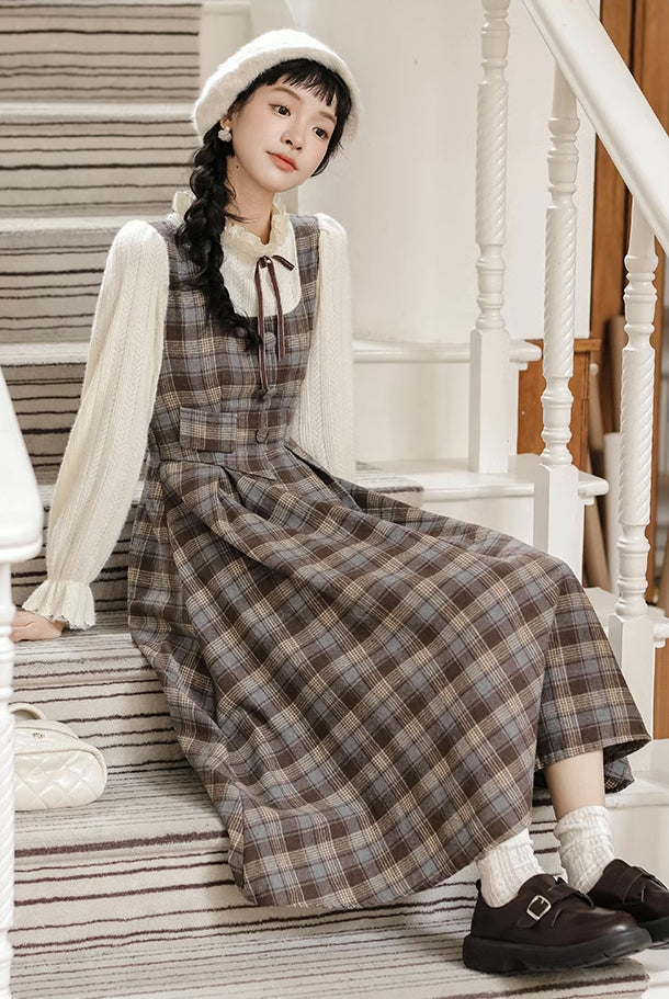 Mint Mocha – Kariertes Twofer-Midikleid