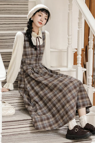 Mint Mocha – Kariertes Twofer-Midikleid