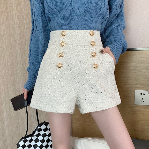 Pantalones cortos de tweed con lentejuelas a medida