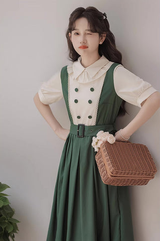 Lolita Kurzärmliges Midikleid mit Kunstlagen