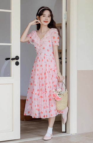 Strawberry Girl Midi Dress