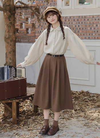 Waffle Puff Sleeve Blouse