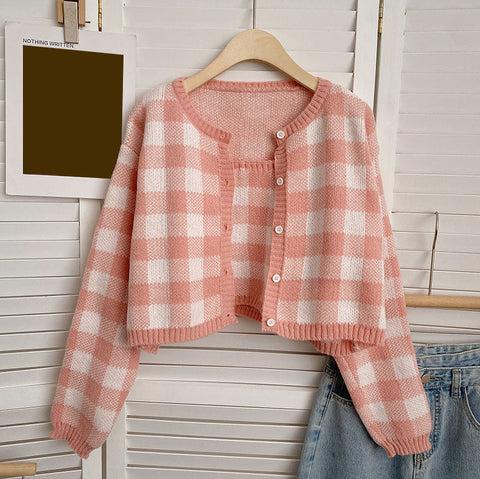 Gingham Cropped Cardi & Cami Set