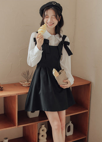 Little Bow Mini Pinafore Dress Set