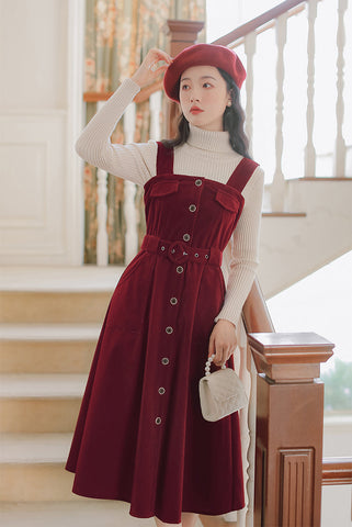 Corduroy Button Up Midi Dress