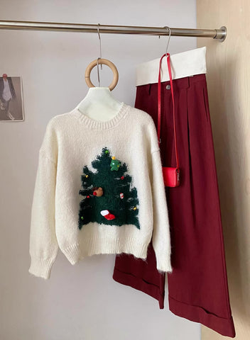 Suéter con dijes de árbol de Navidad