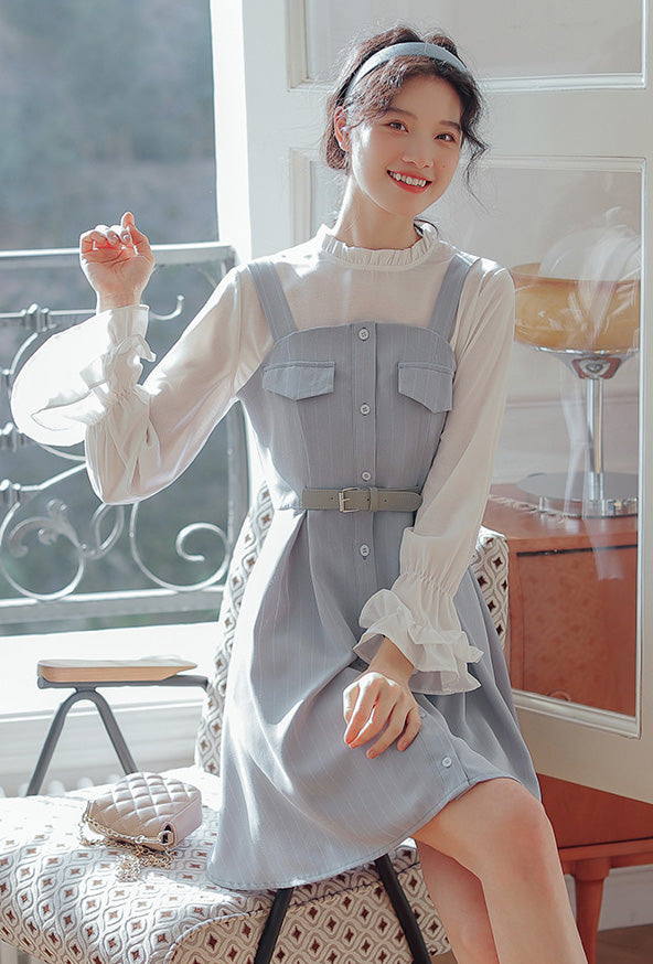 Vestido mini de rayas con botones