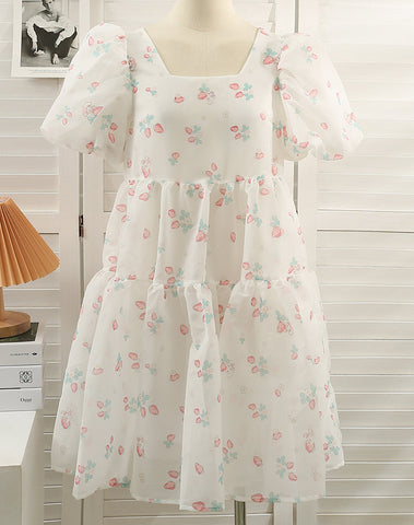 Strawberry Bunny Tiered Dress