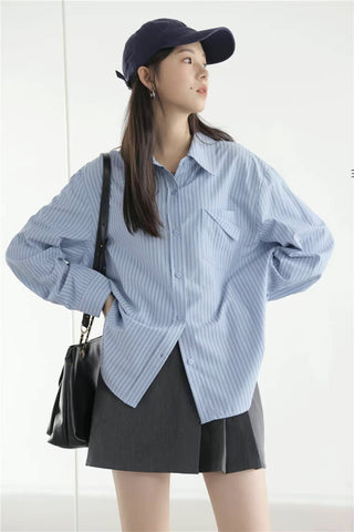 Boyfriend Stripe Button Up Shirt