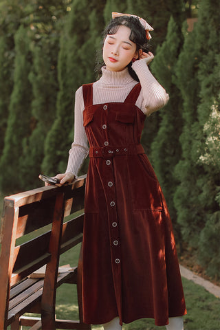 Corduroy Button Up Midi Dress