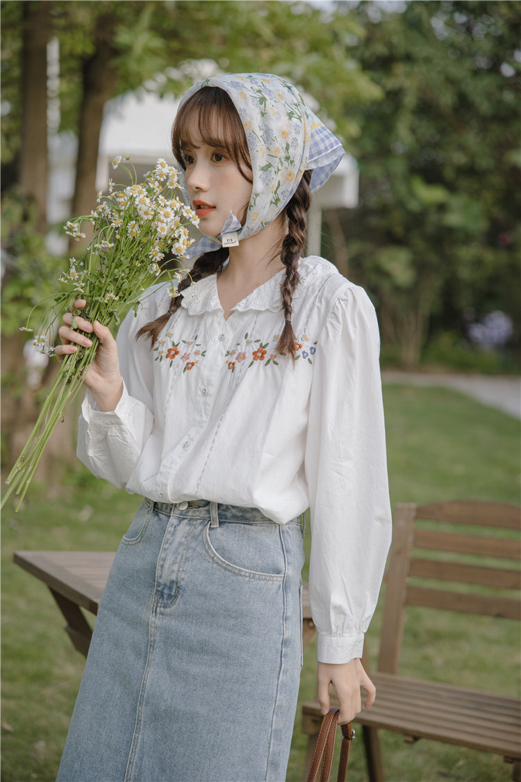 Falling Florals Embroidered Blouse