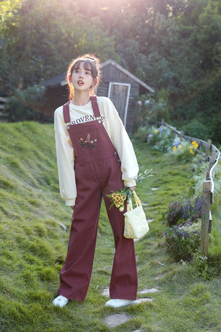 Overall mit Wildblumenstickerei