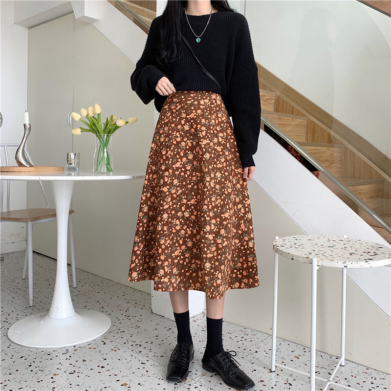 Fall Florals Midi Skirt