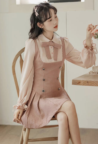 Preppy Stripe Twofer Minikleid