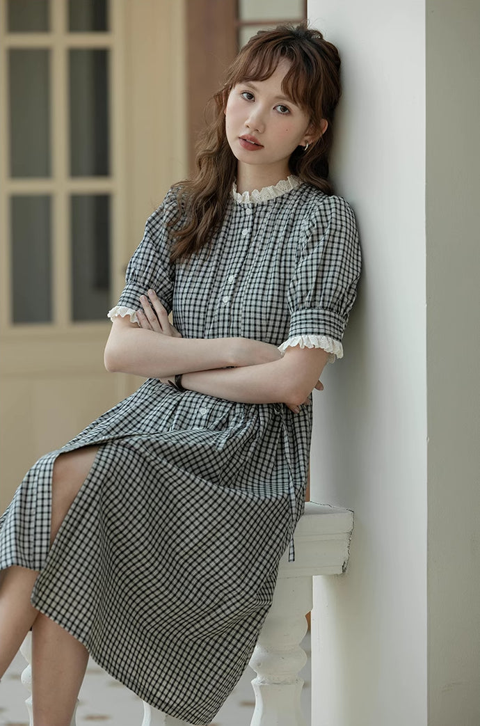 Button Up Plaid Midi Dress