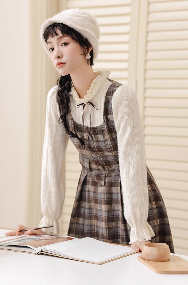 Mint Mocha – Kariertes Twofer-Midikleid