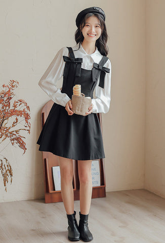 Little Bow Mini Pinafore Dress Set