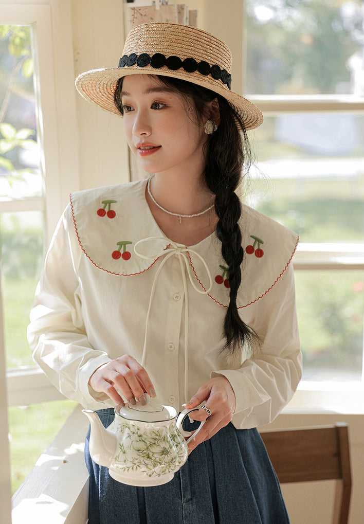 Sweet Cherry Collar Blouse