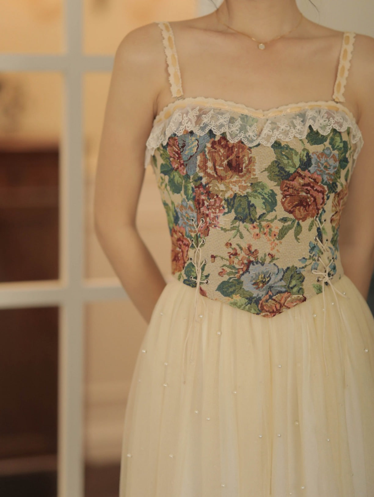 Rustic Floral Jacquard Corset