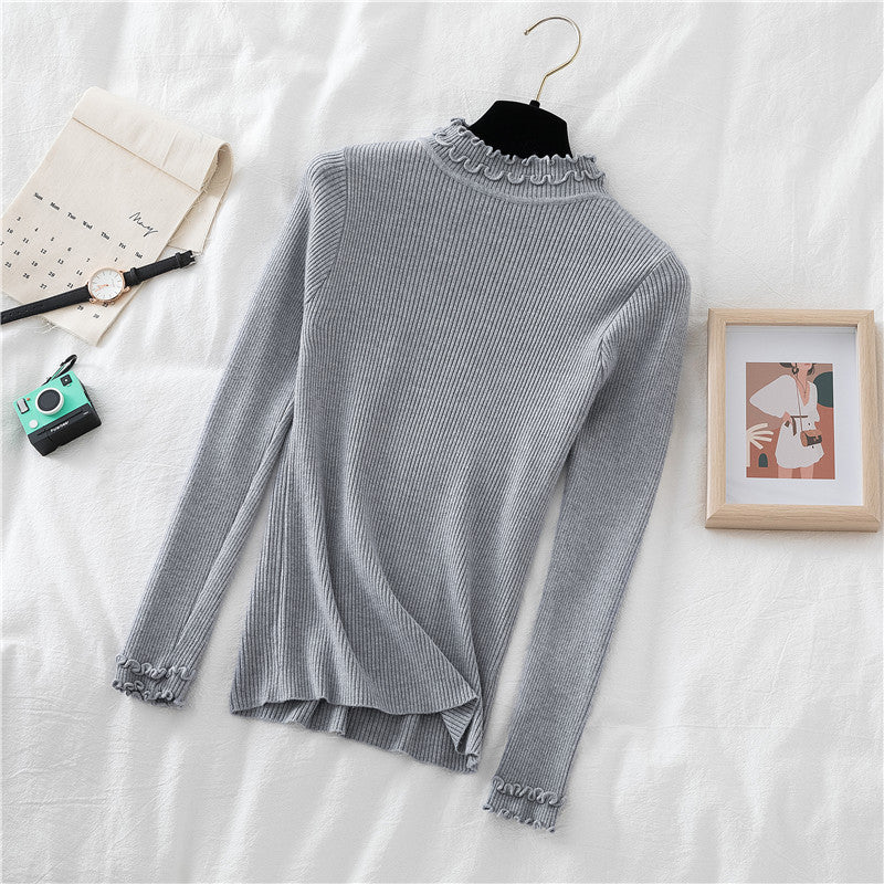 Basic Frilly Mock Neck Sweater