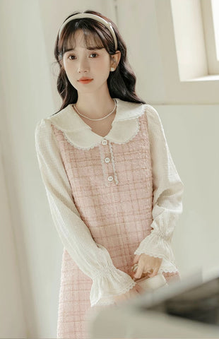 Tweed Plaid Mini Shift Dress