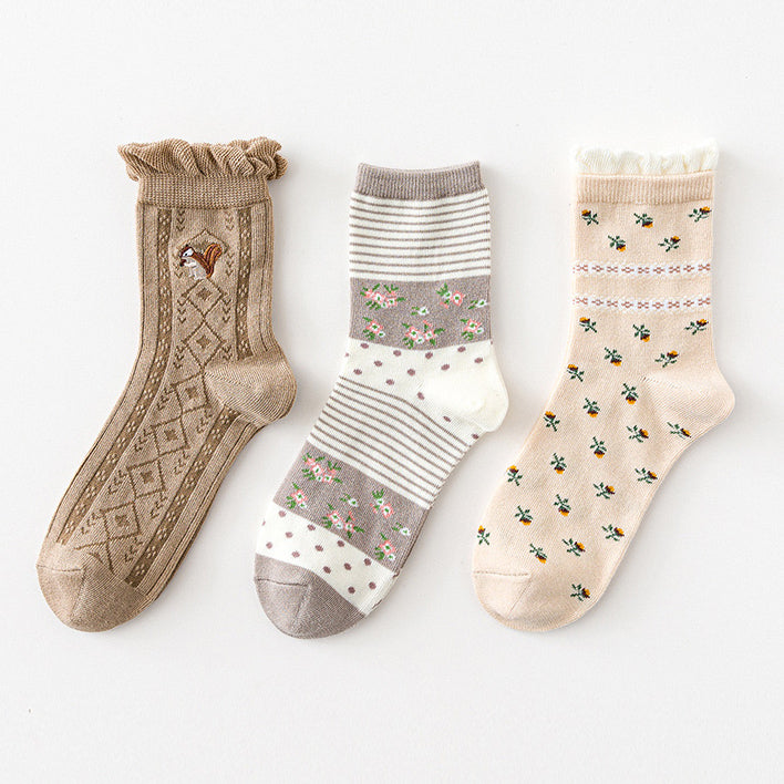 Squirrel Floral Sock Set