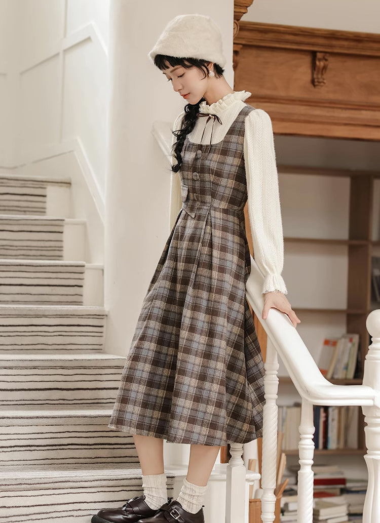 Mint Mocha – Kariertes Twofer-Midikleid