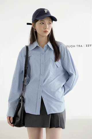 Boyfriend Stripe Button Up Shirt