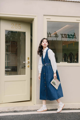 Wild Garden Button Pinafore Dress