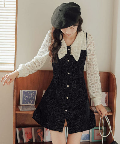 Lace Bow Sweater Dress