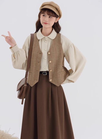 Waffle Puff Sleeve Blouse