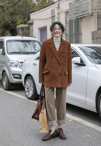 Corduroy Double Breasted Blazer Jacket