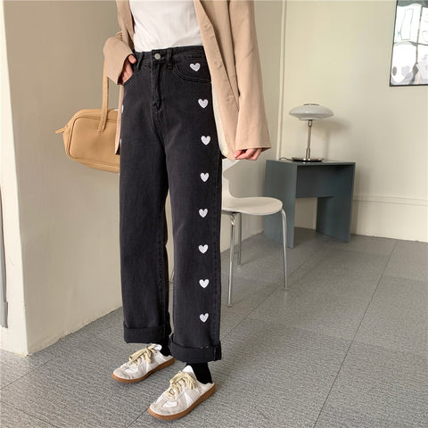 Embroidered Heart Jeans