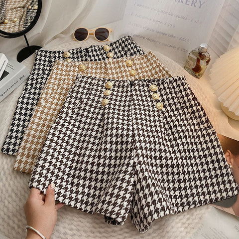 Houndstooth Tweed Shorts