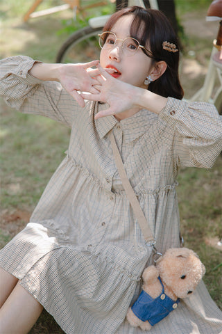 Curiosity Plaid Shirt Dress