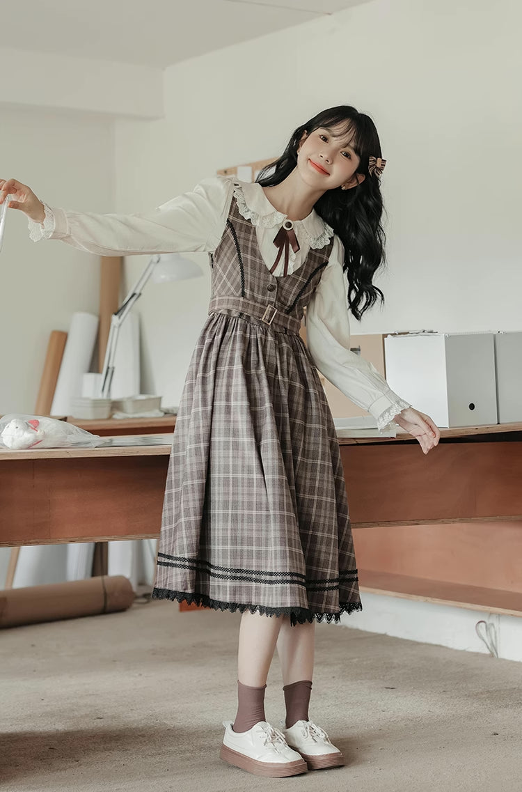 Mocca Plaid Midi Dress