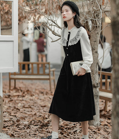 Lace High Neck Sweater Dress