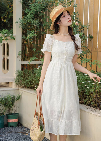 Broderie Lace Midi Dress