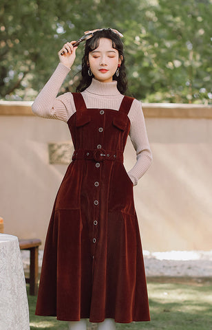 Corduroy Button Up Midi Dress