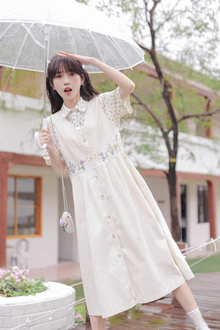 Wild Garden Button Pinafore Dress