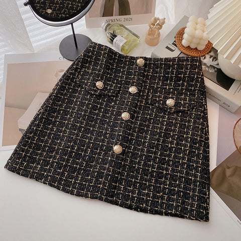 Minifalda de tweed con botones