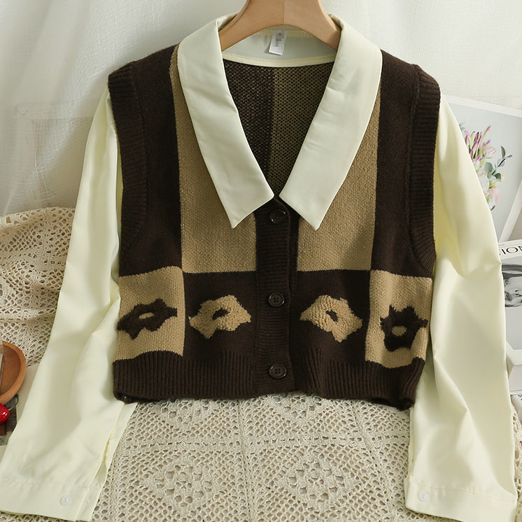 Chaleco retro Daisy con bloques de color y doble uso