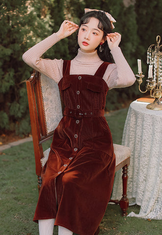 Corduroy Button Up Midi Dress